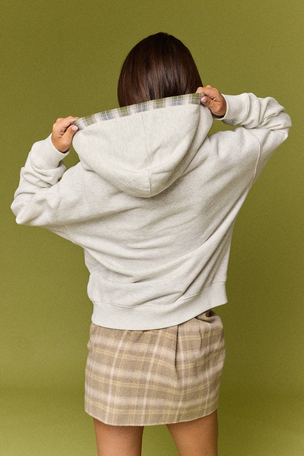LAINEY PLAID TRIM PULLOVER