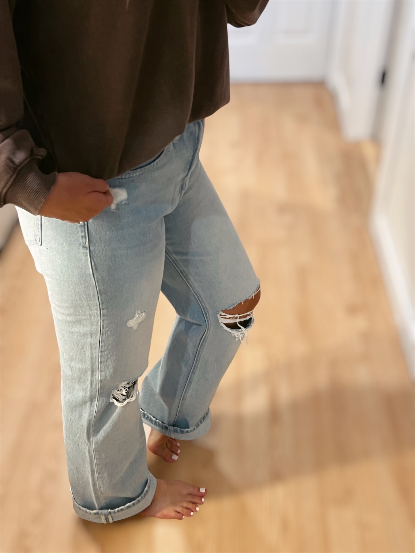 90'S VINTAGE SUPER HIGH RISE FLARE JEANS
