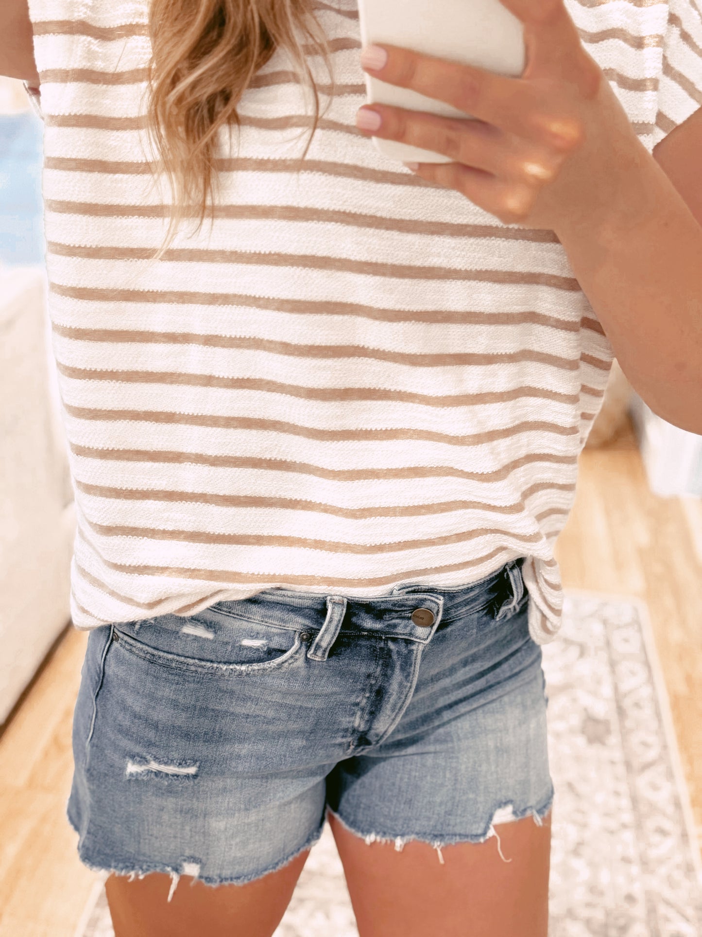 Striped Round Neck Short Sleeve Top
