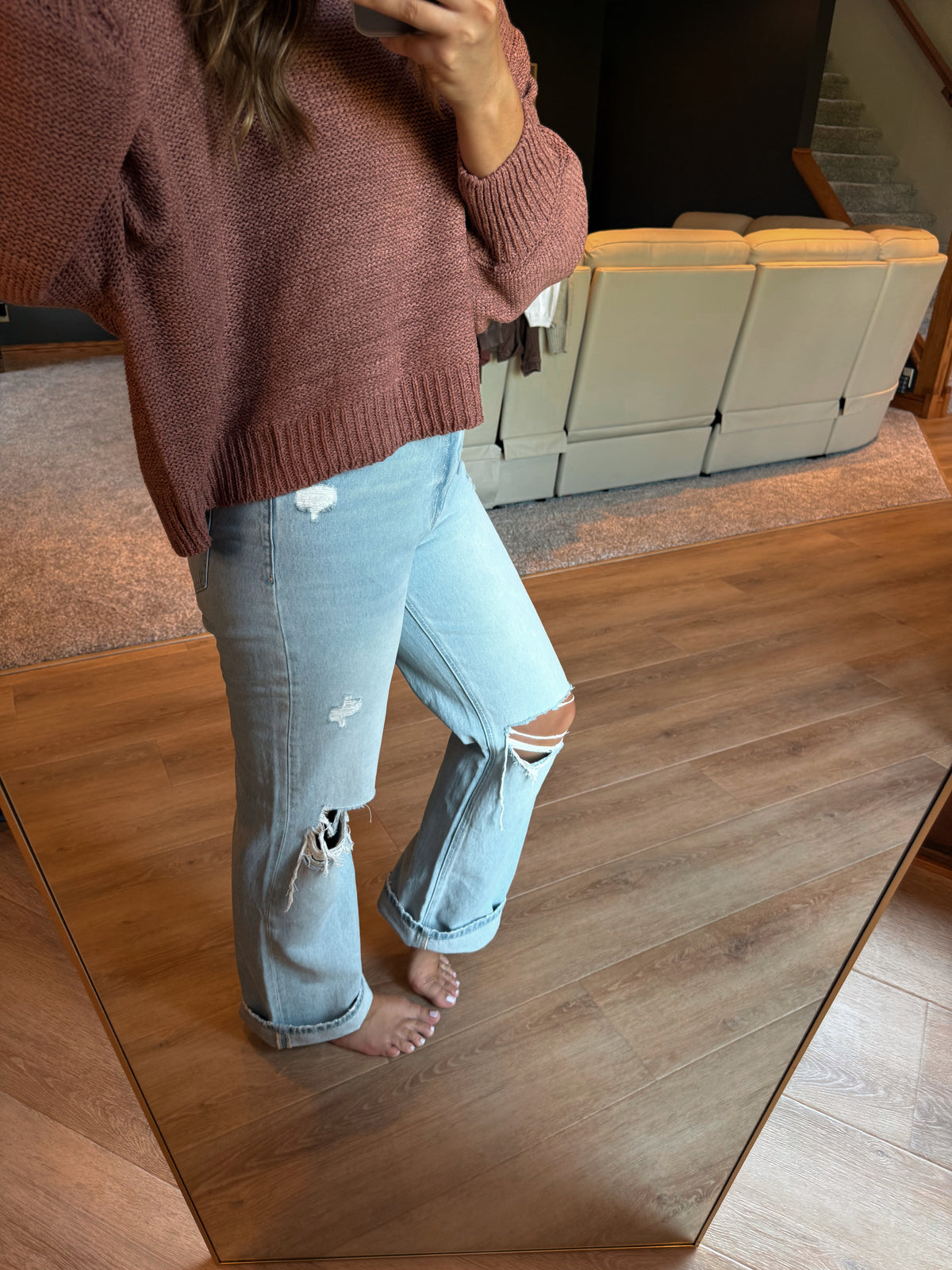 90'S VINTAGE SUPER HIGH RISE FLARE JEANS
