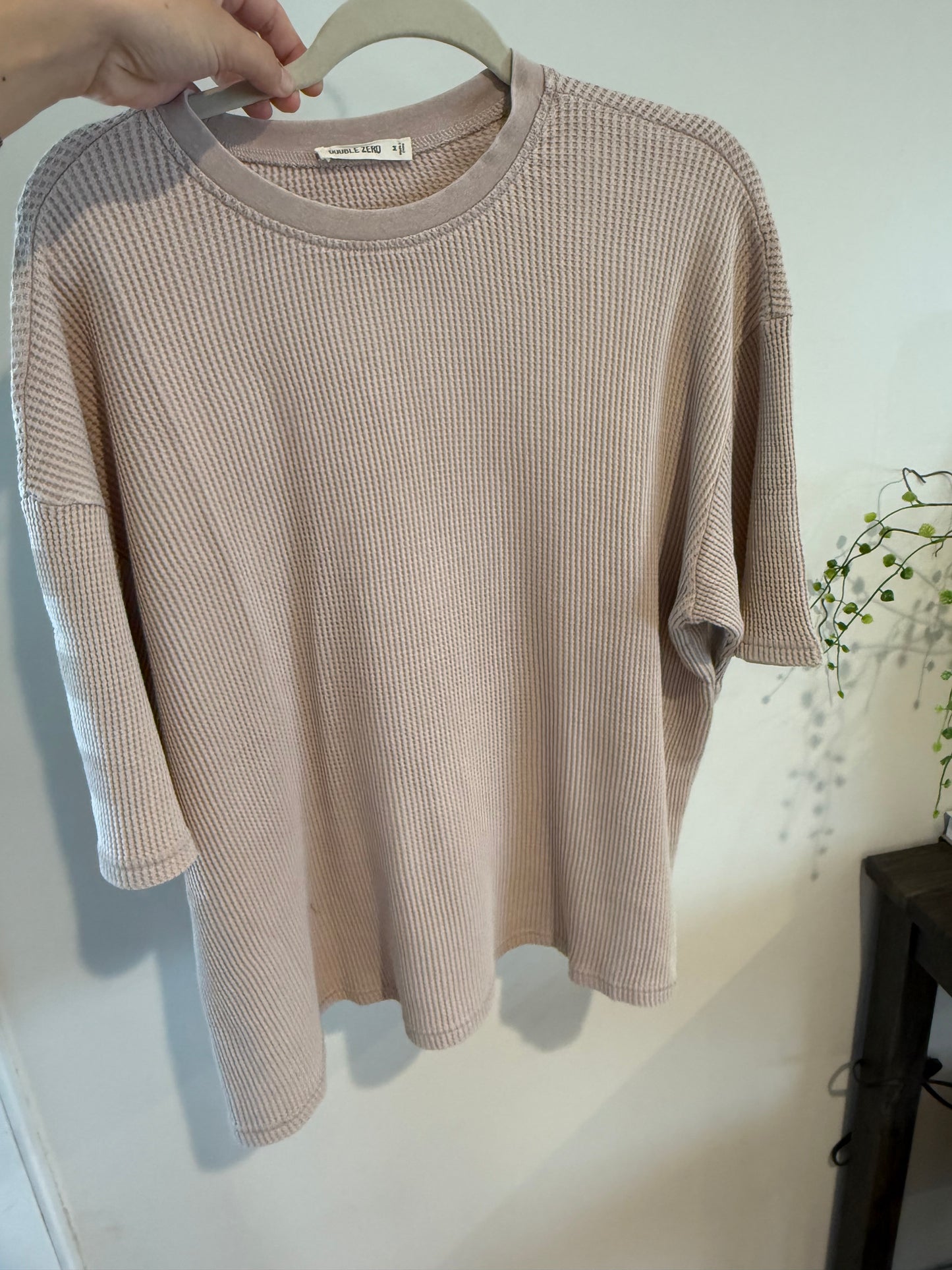 Mineral Wash Waffle Crew Neck Short Sleeve Top