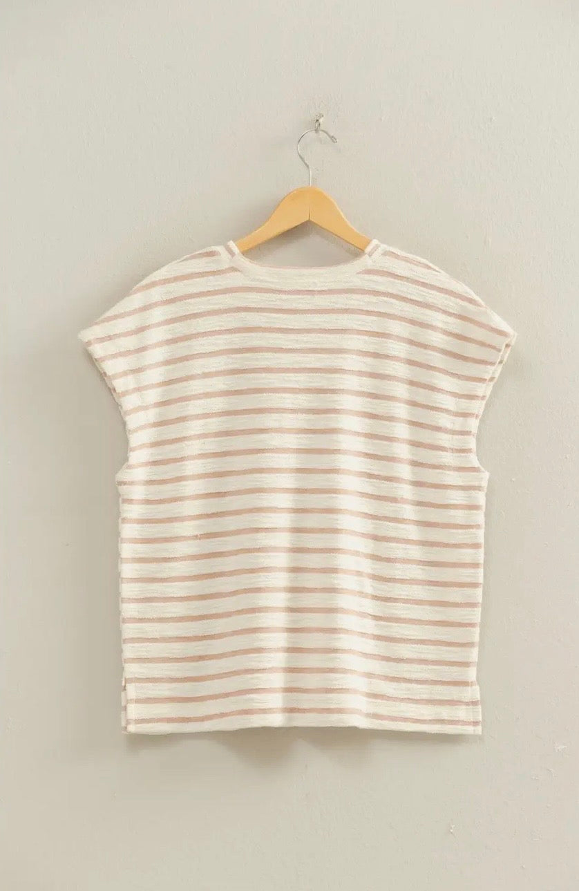 Striped Round Neck Short Sleeve Top