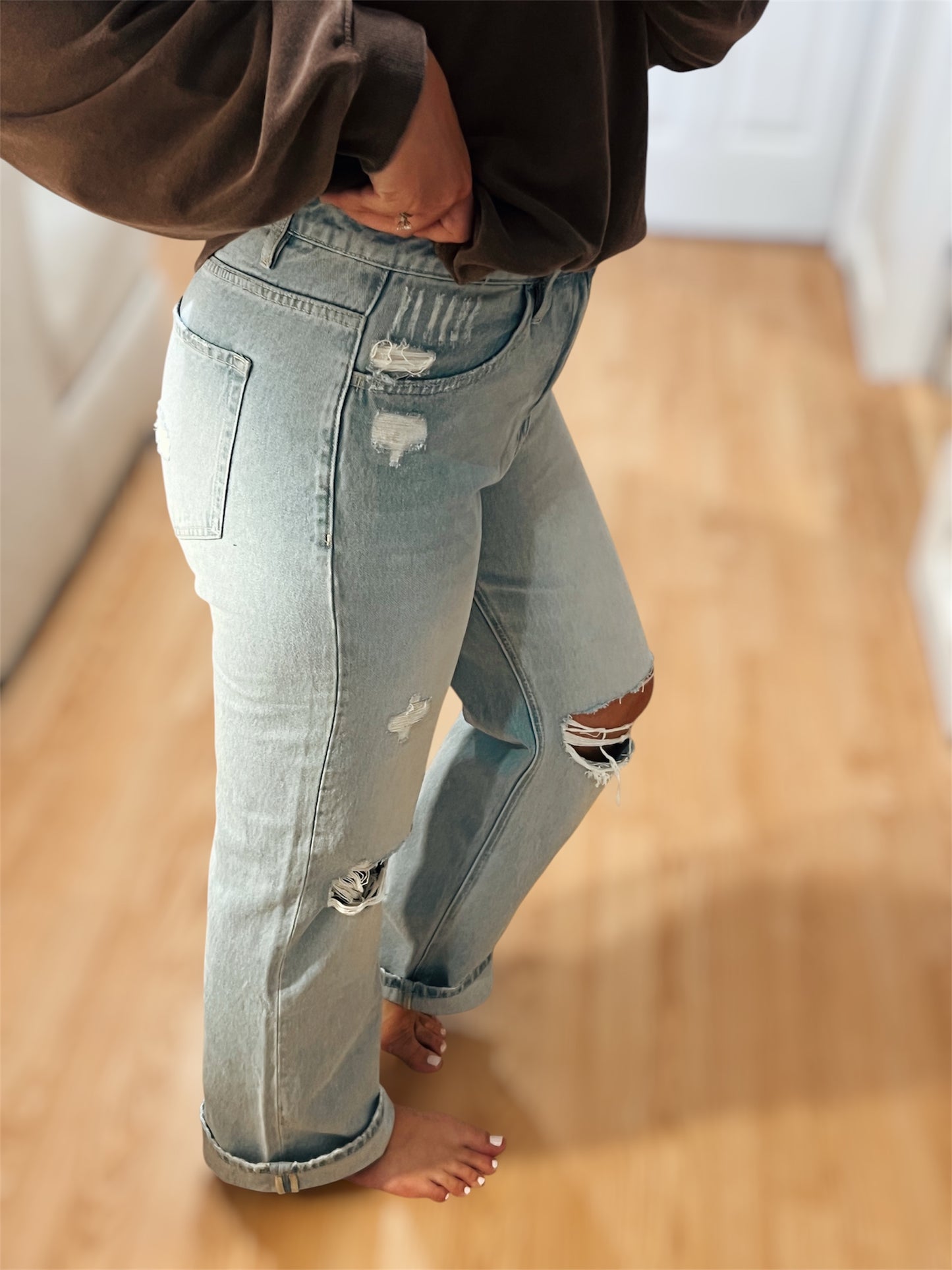 90'S VINTAGE SUPER HIGH RISE FLARE JEANS