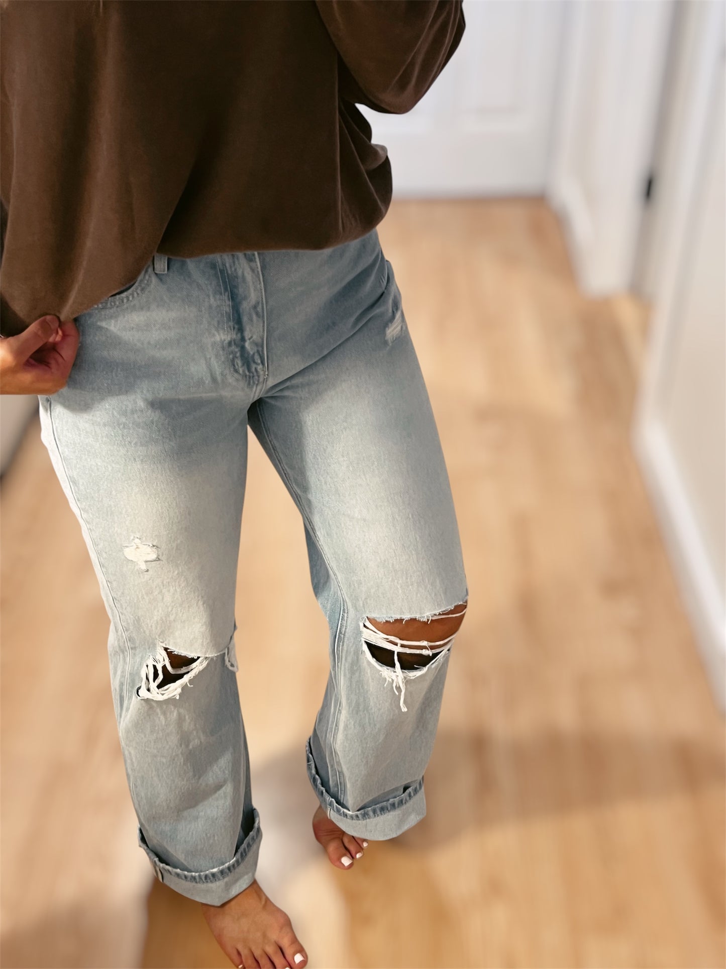 90'S VINTAGE SUPER HIGH RISE FLARE JEANS
