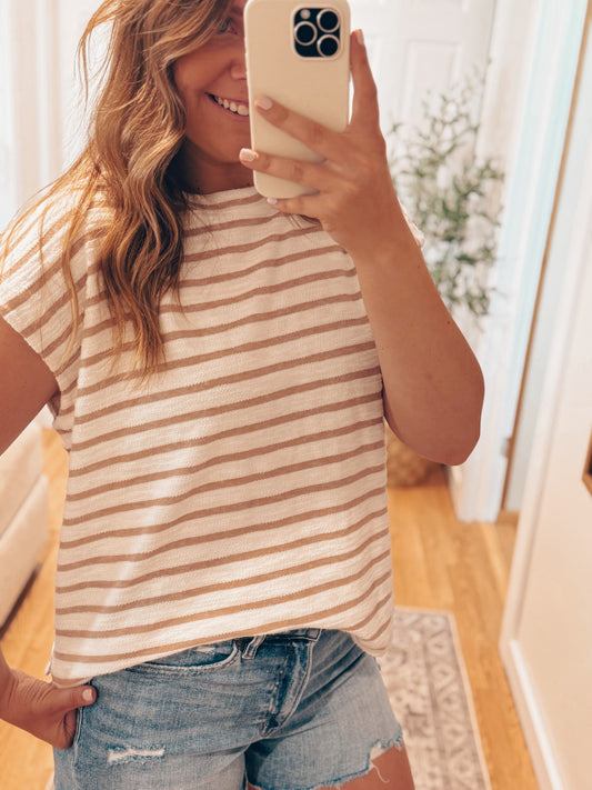 Striped Round Neck Short Sleeve Top