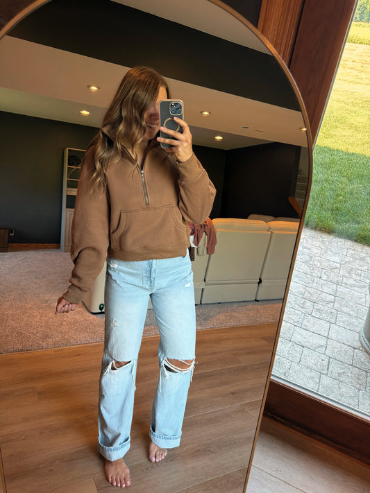 ZOEY QUARTER ZIP CROPPED PULLOVER