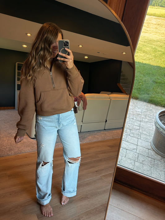 ZOEY QUARTER ZIP CROPPED PULLOVER