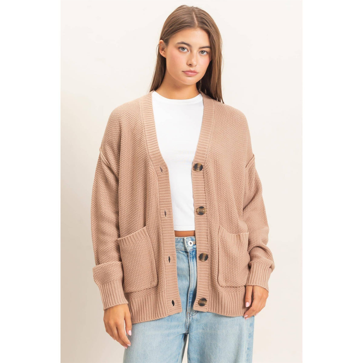 LAUREN OVERSIZED BUTTON UP CARDIGAN