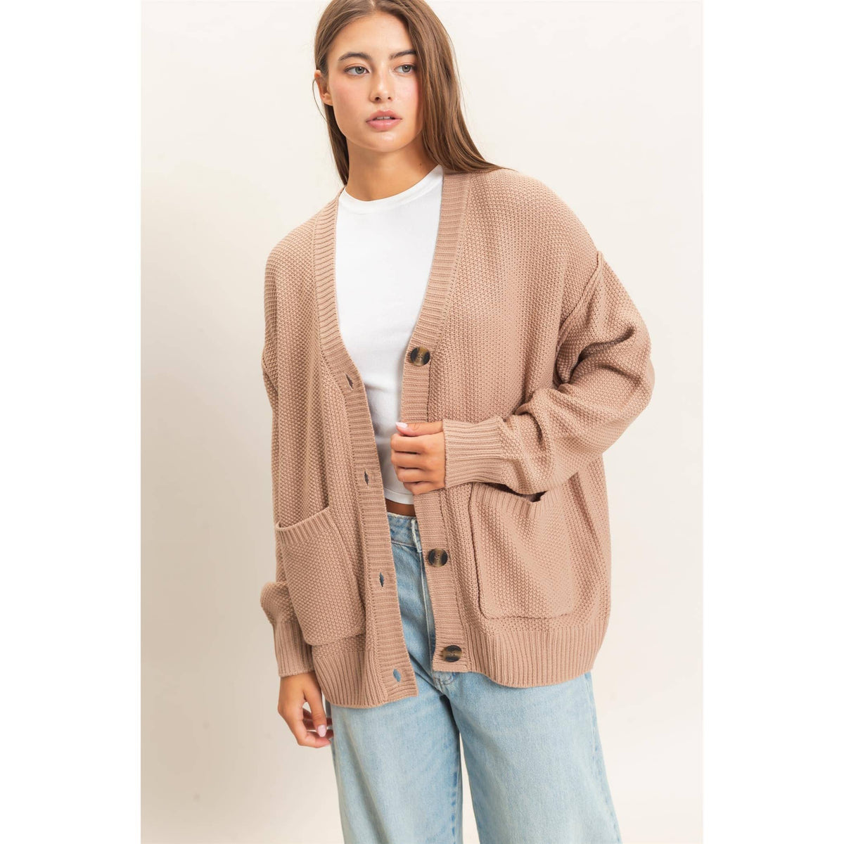 LAUREN OVERSIZED BUTTON UP CARDIGAN